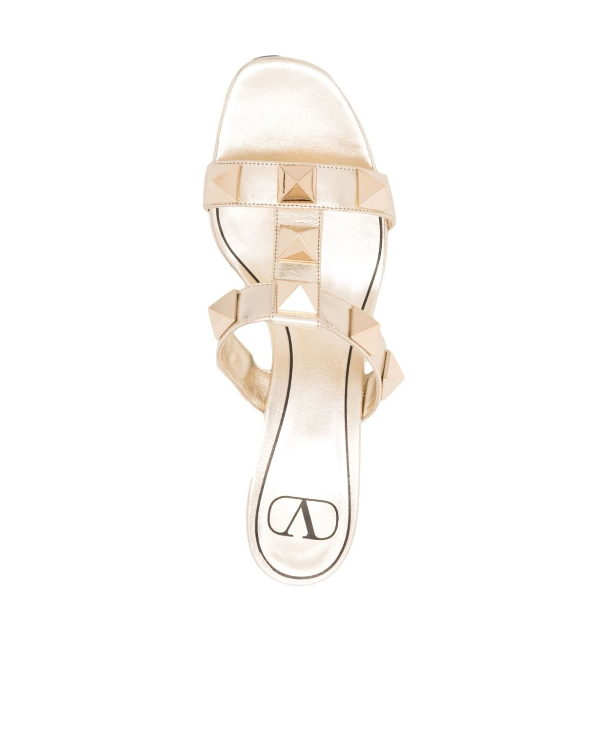 Valentino Roman Stud Metallic Sandals In Nude