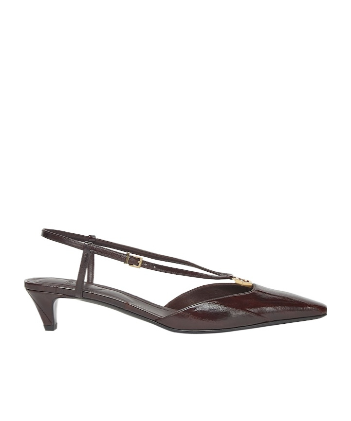 Shop Fendi 40mm Ffold Slingback Pumps In Black