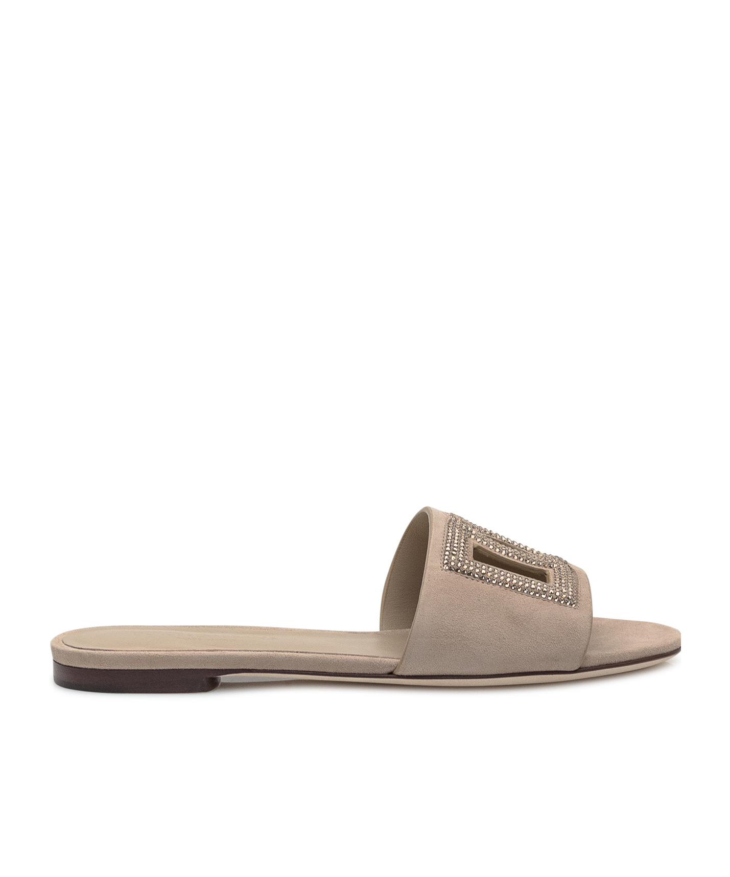Dolce & Gabbana Slippers Suede Strap Embellished In Brown
