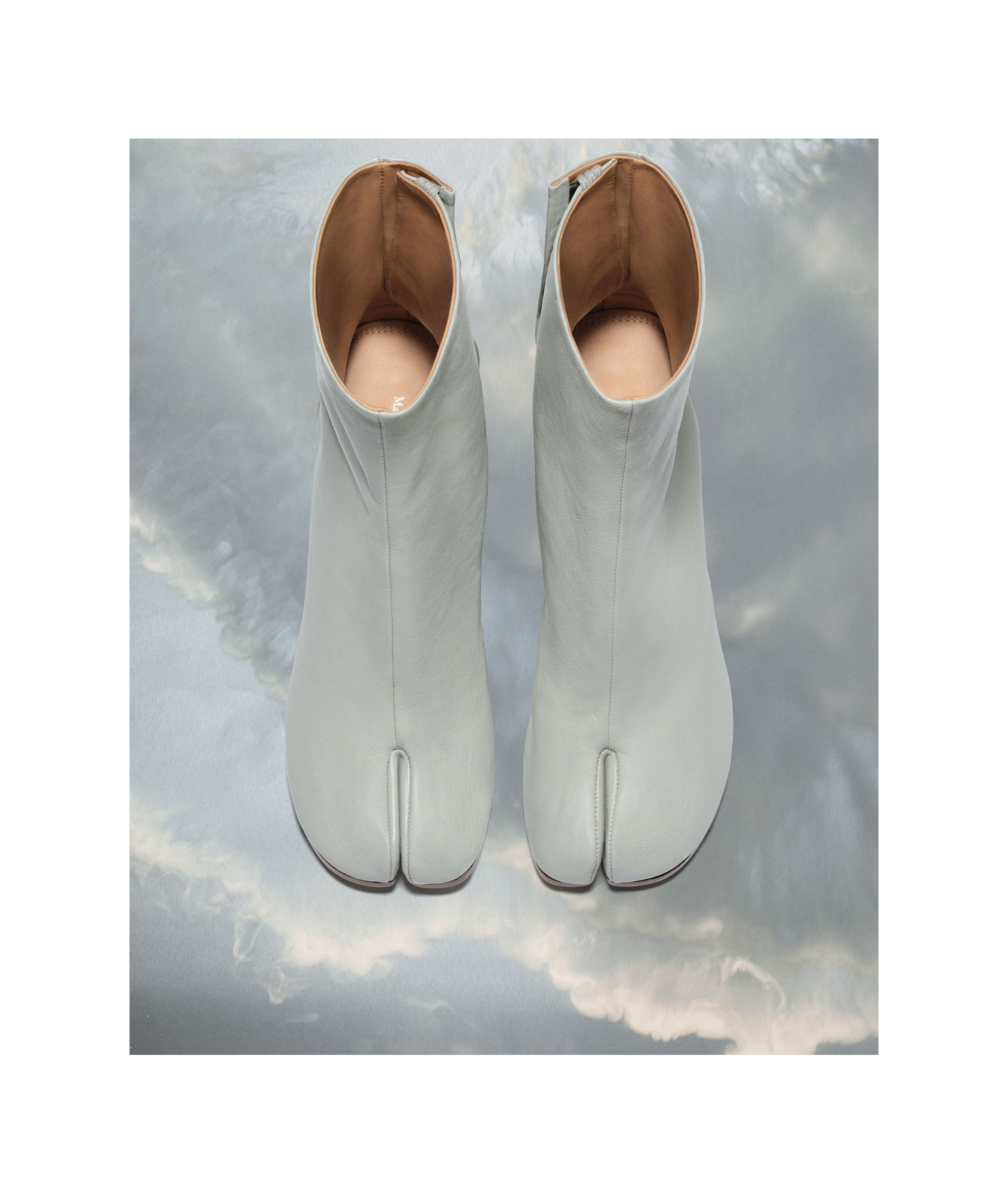 Maison Margiela Tabi 80mm Leather Ankle Boots In Gray