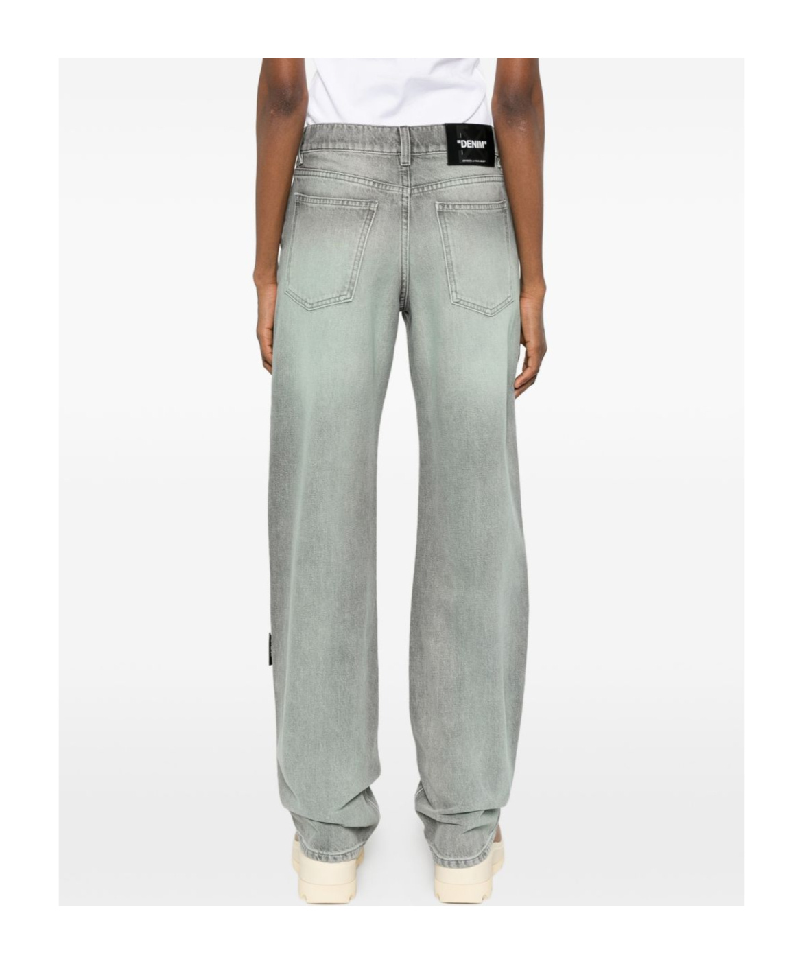 Off-white Logo-patch Jeans In Gray