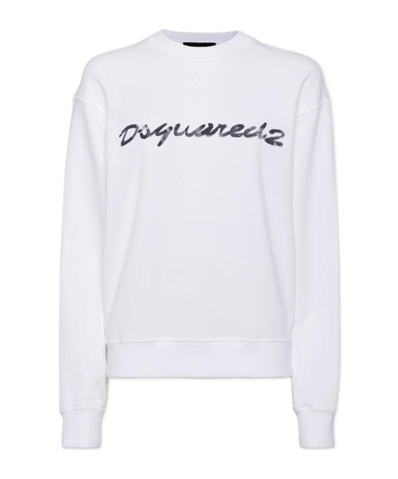Dsquared2 Dyed Just Right Fit Doodle Sweatshirt In White