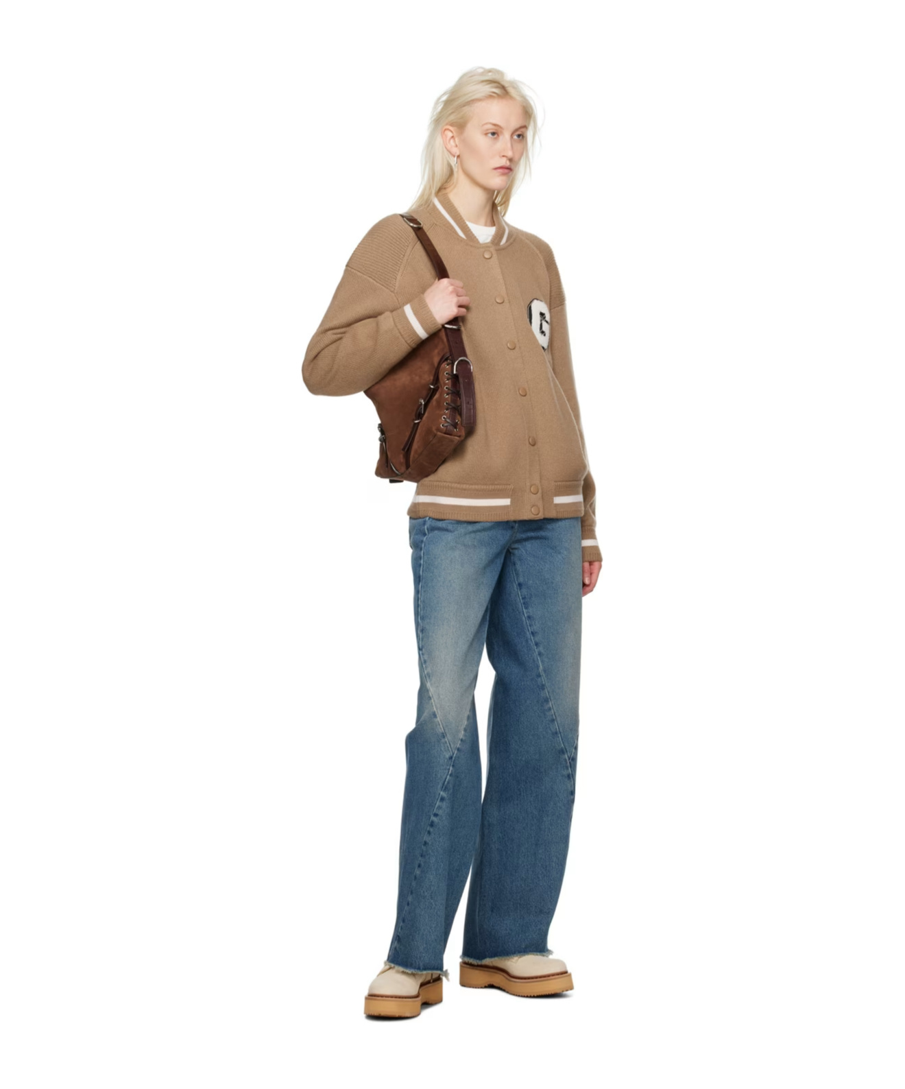 Givenchy Cashmere Varsity Cardigan In Nude