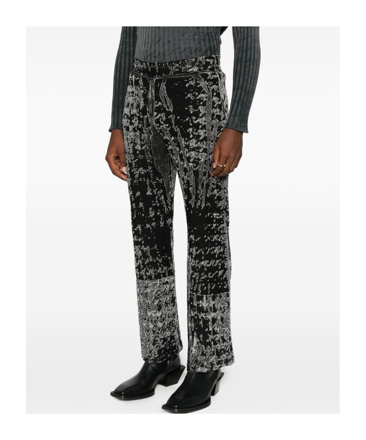 Diesel Wide Leg Velvet Trousers With Side Pockets In Black