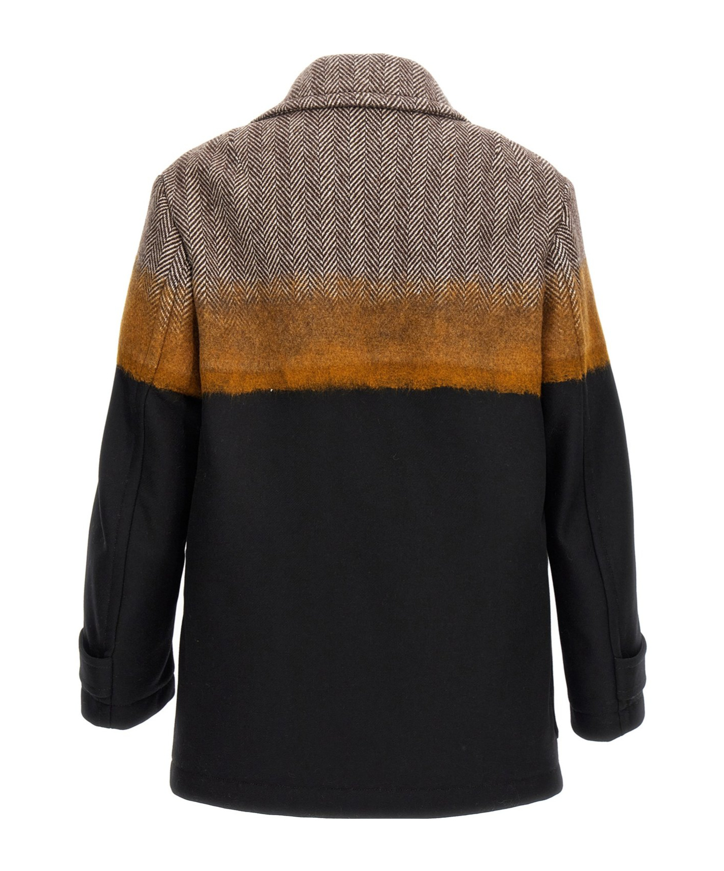 Dries Van Noten Multicolor Stand Collar Coat In Black