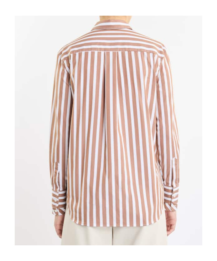 Fay Classic Striped Long-sleeve Shirt With Wing Collar In Brown