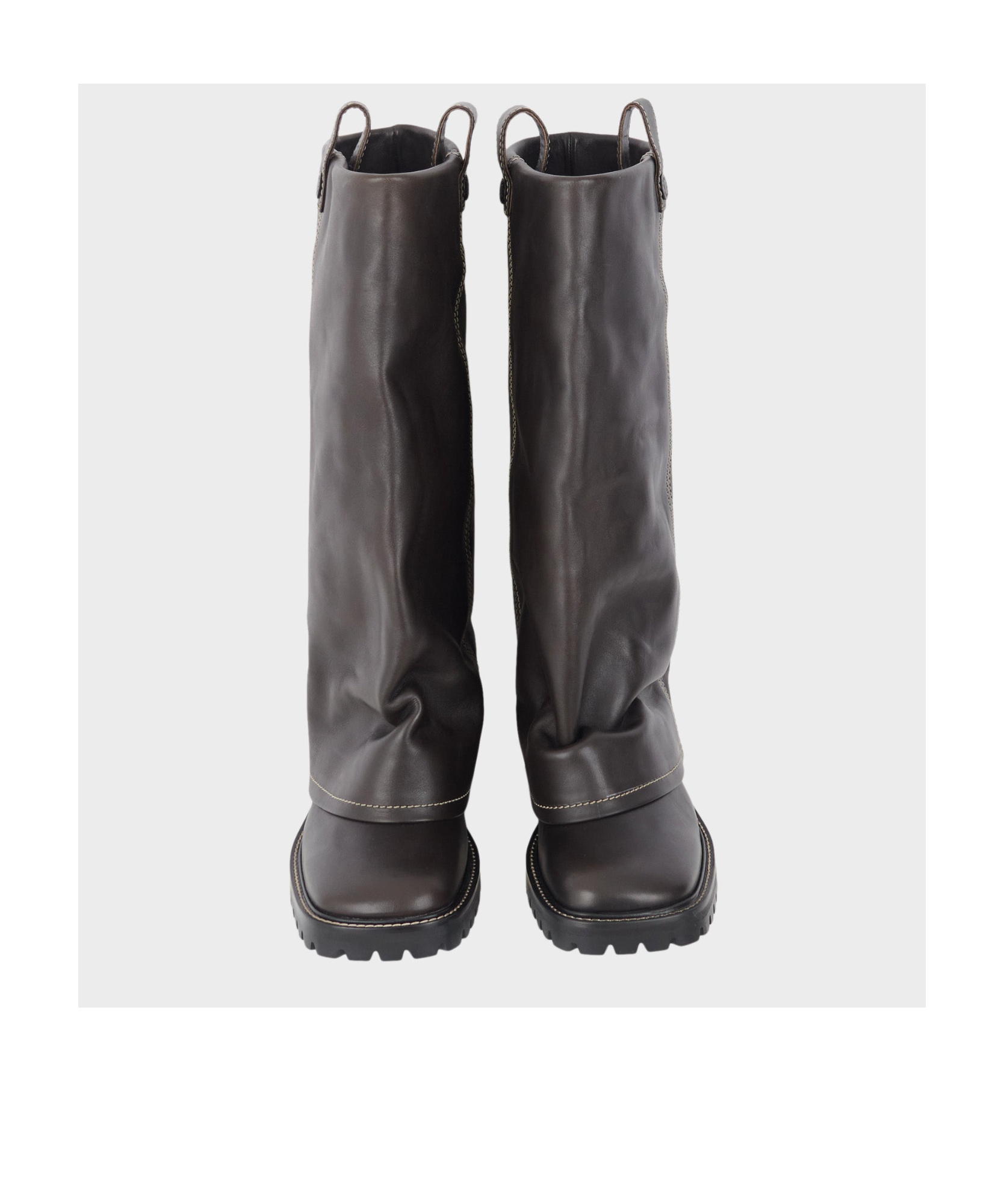 Acne Studios Round Toe Boots In Brown