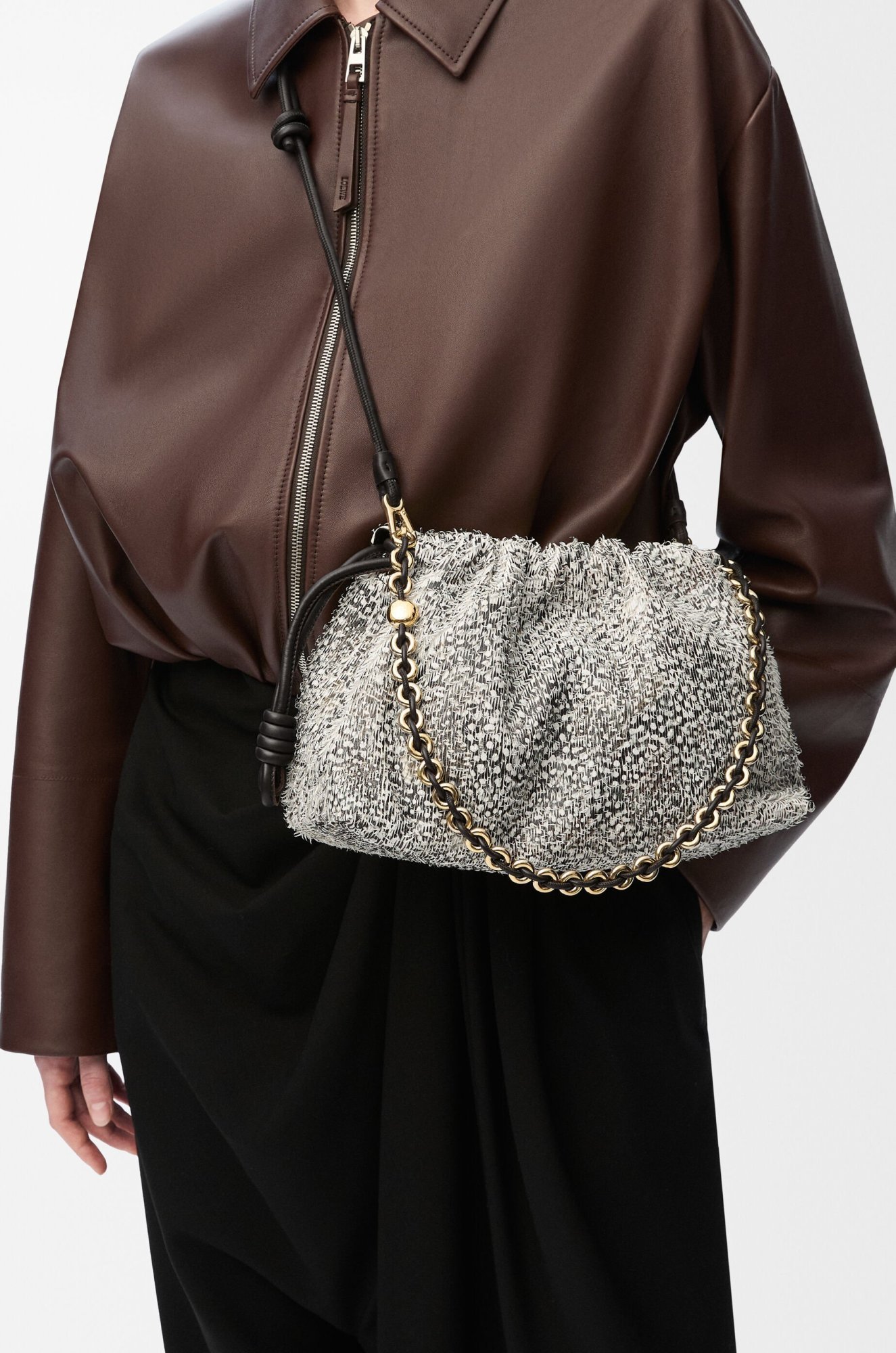 Loewe Medium Lambskin Flamenco Purse Clutch In Black/white
