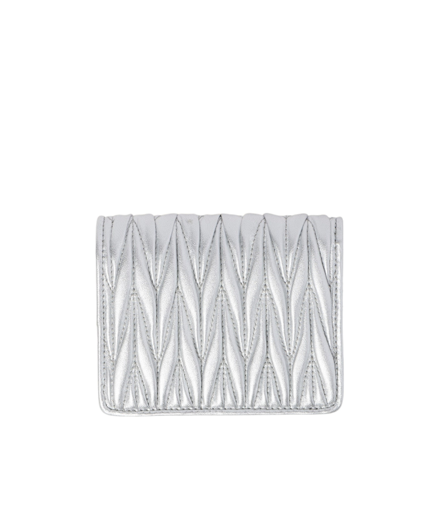Miu Miu Small Logo Plaque Quilted Leather Wallet In White