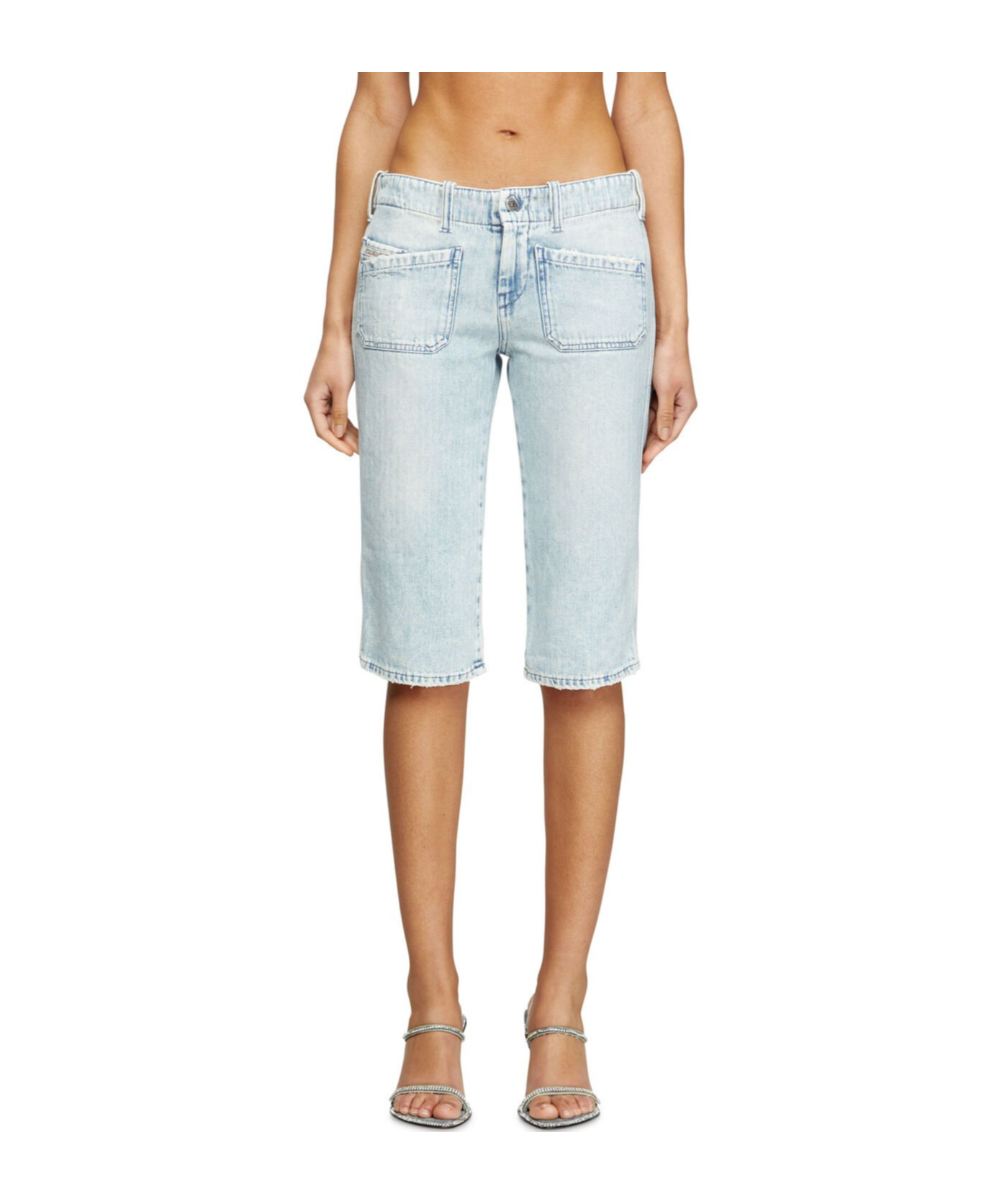 Diesel Capri Shorts In Herringbone Denim In White