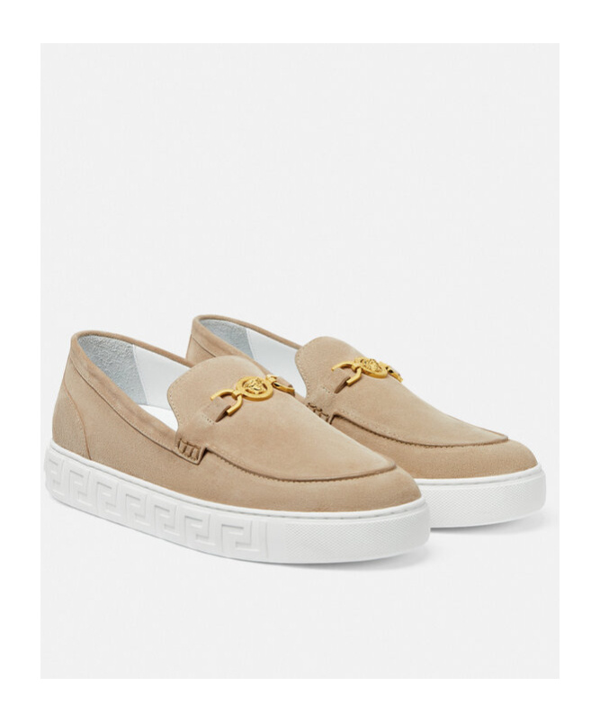 Versace Man Sneakers Beige Size 12 Leather In Nude