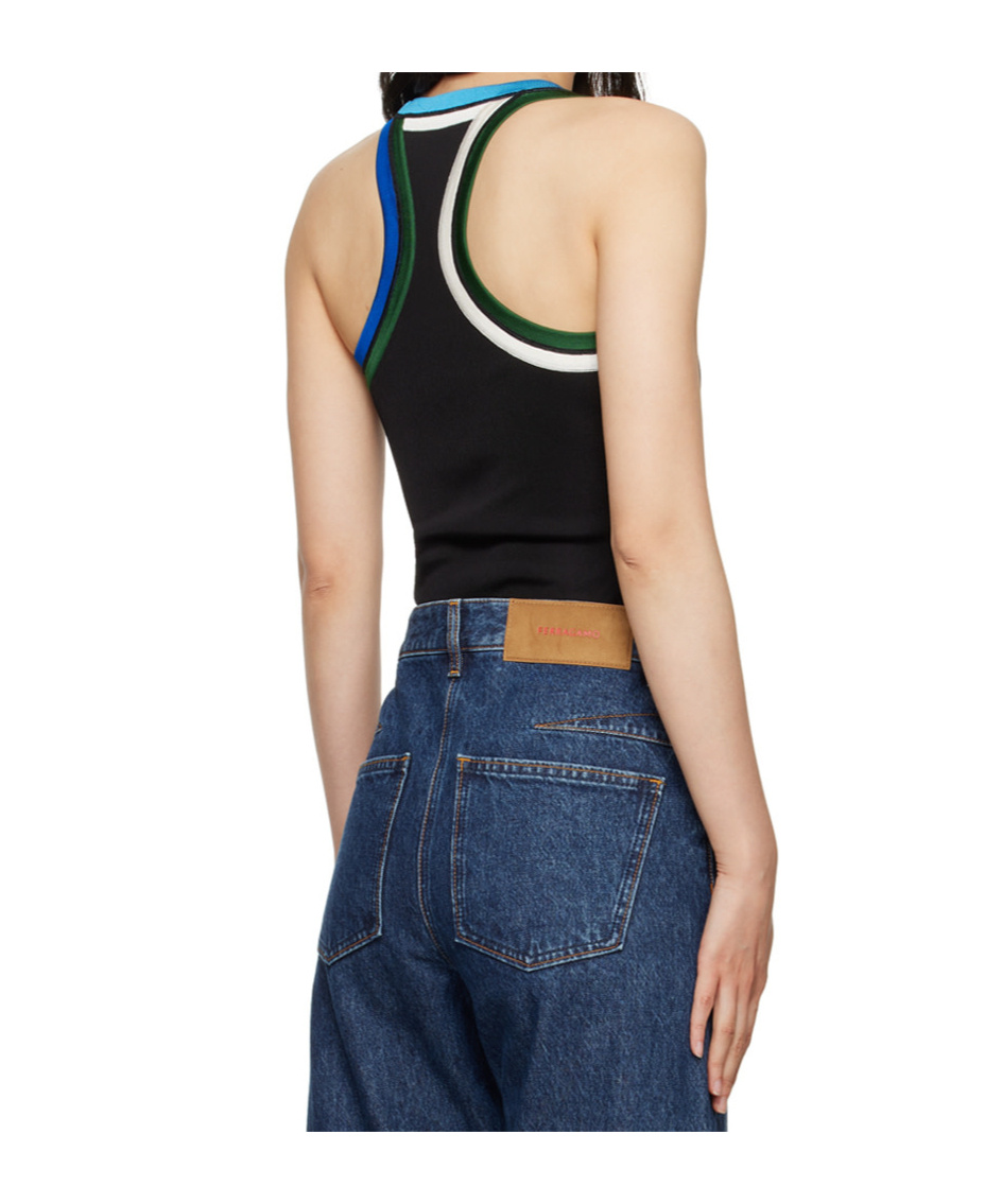 Ferragamo Contrast-colored Trim Vest In Blue