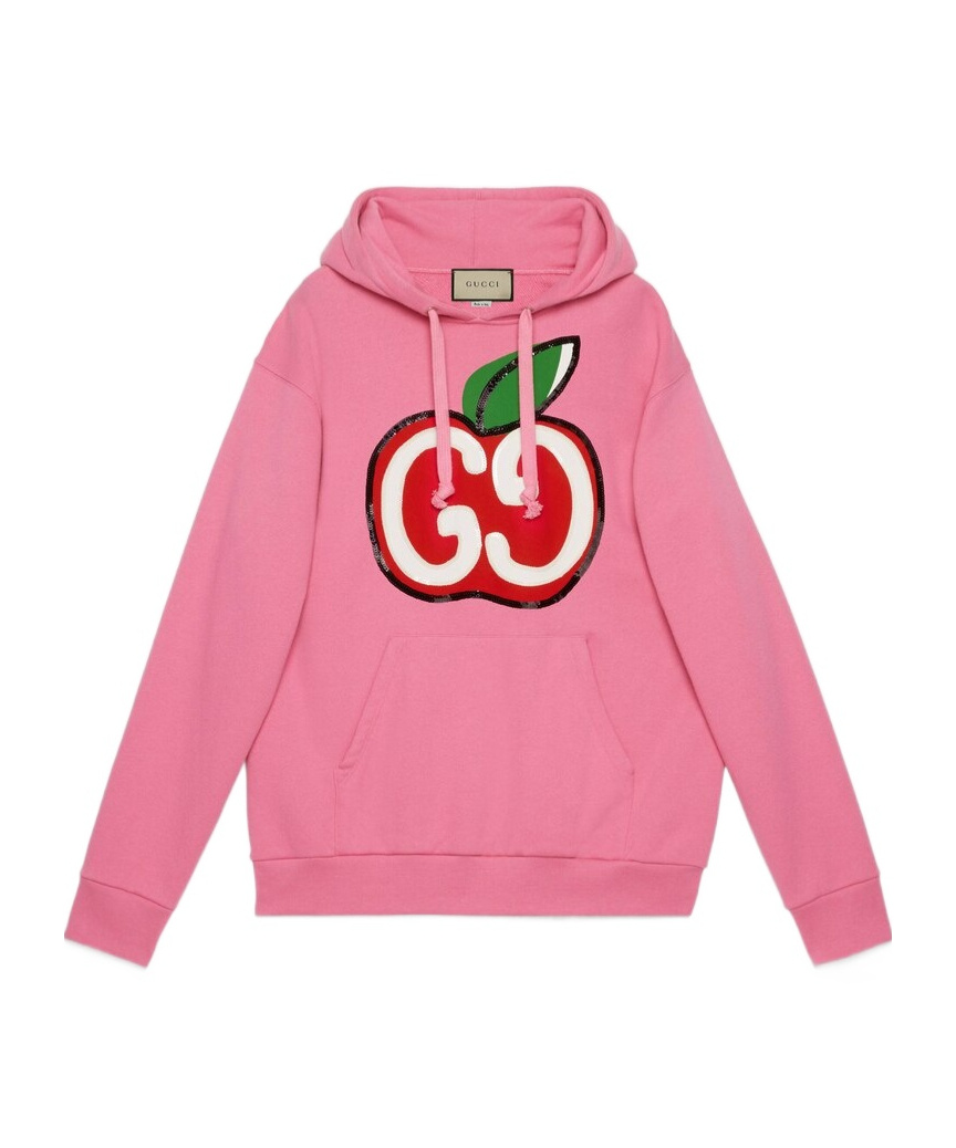 Gucci Gg Apple Print Hoodie In Pink