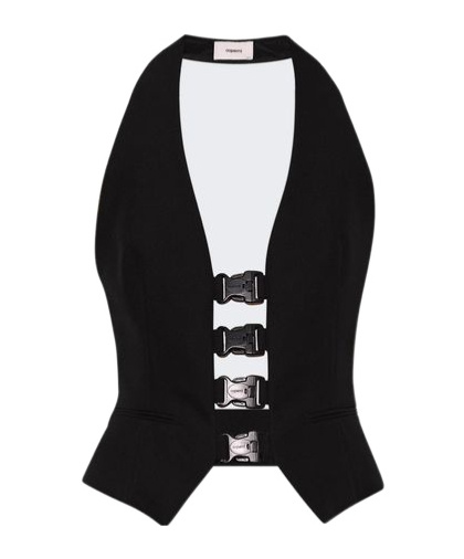 Coperni Women Multi Bukle Waistcoat Satin Vest In Black