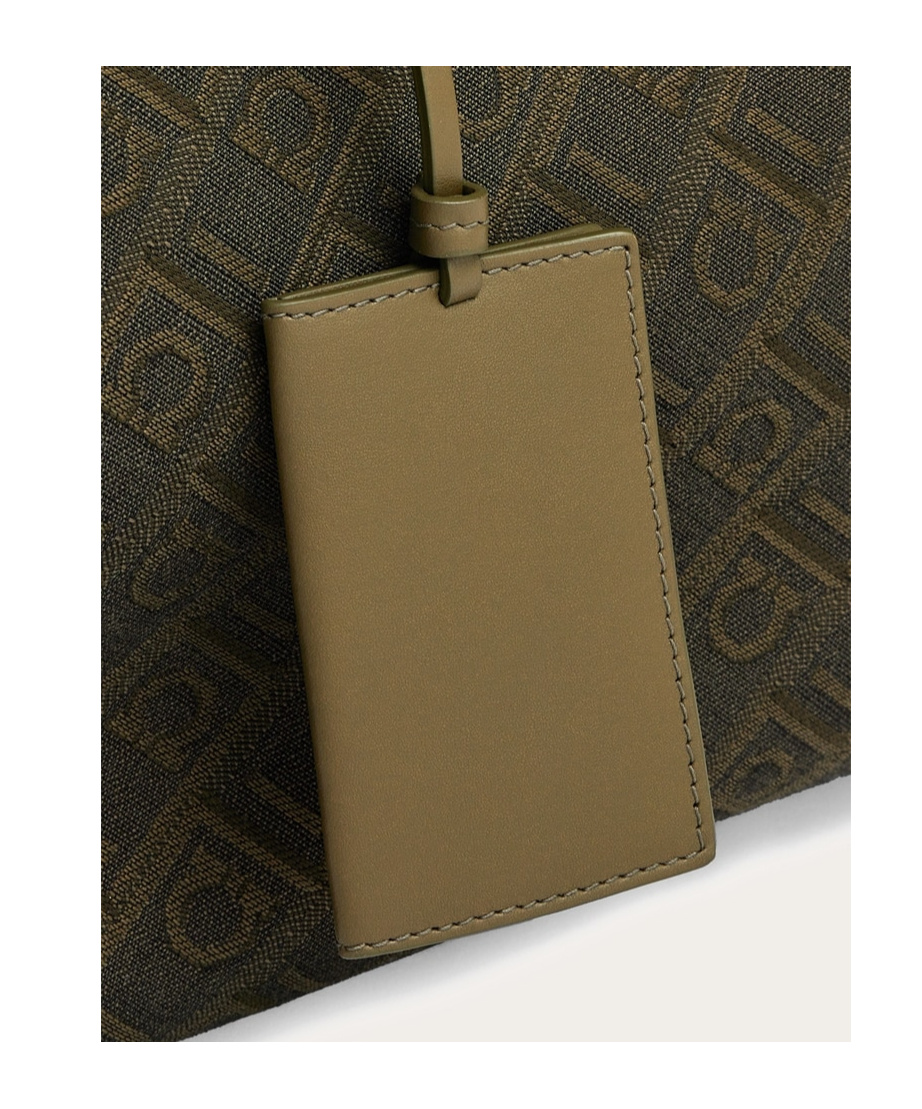 Shop Ferragamo Jacquard Shoulder Bag In Black