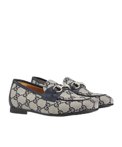 Gucci Logo Jacquard Loafers In Gray