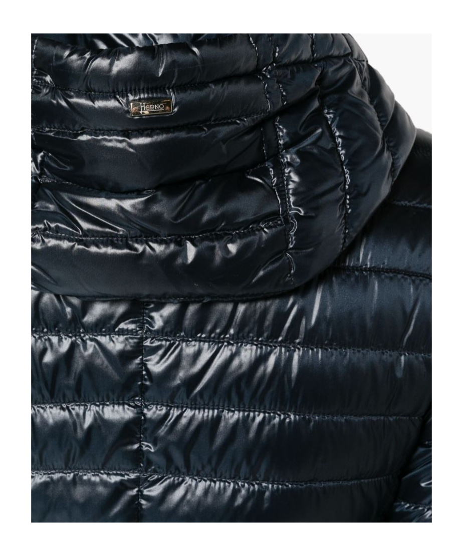 Herno Short Quilted Down Jacket With Detachable Hood In Blue