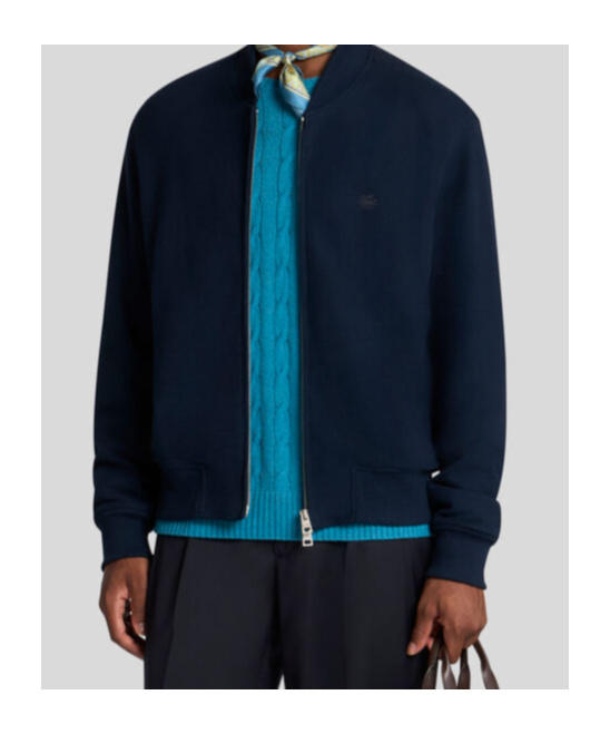 Etro Embroidered Logo Bomber Jacket In Black
