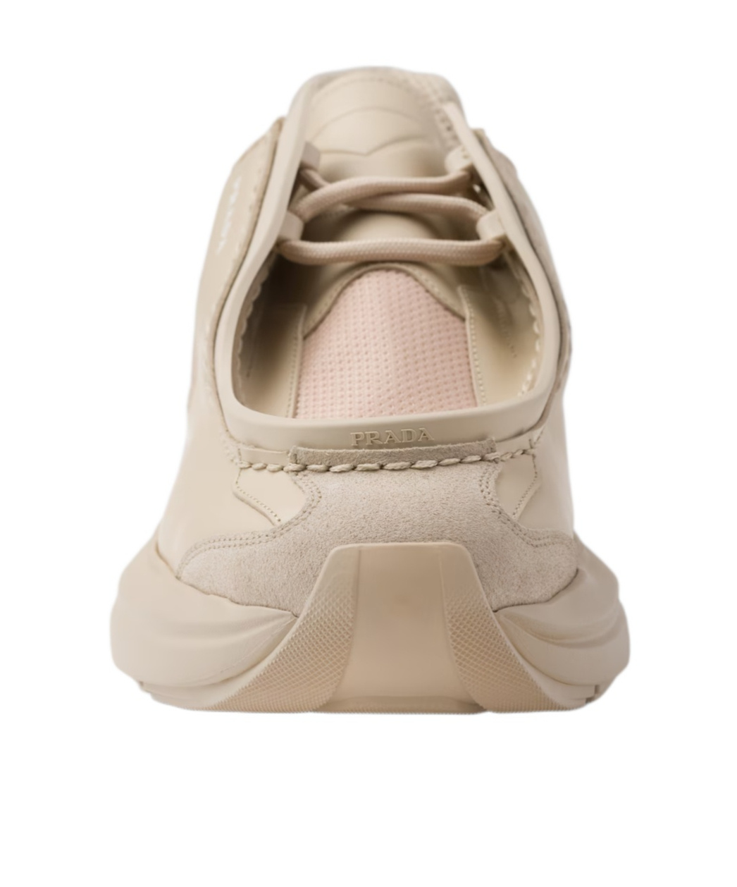 Prada Systeme Brushed Leather Sneakers With Bike Fabric And Suede Elements In Nude