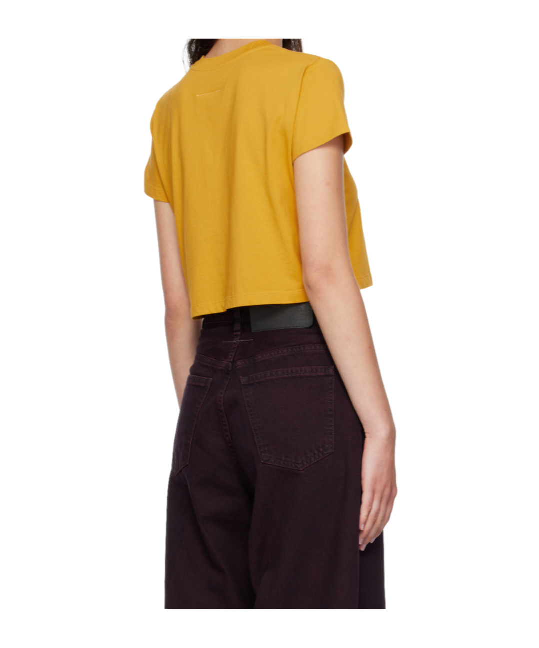 Mm6 Maison Margiela Cropped T-shirt In Yellow