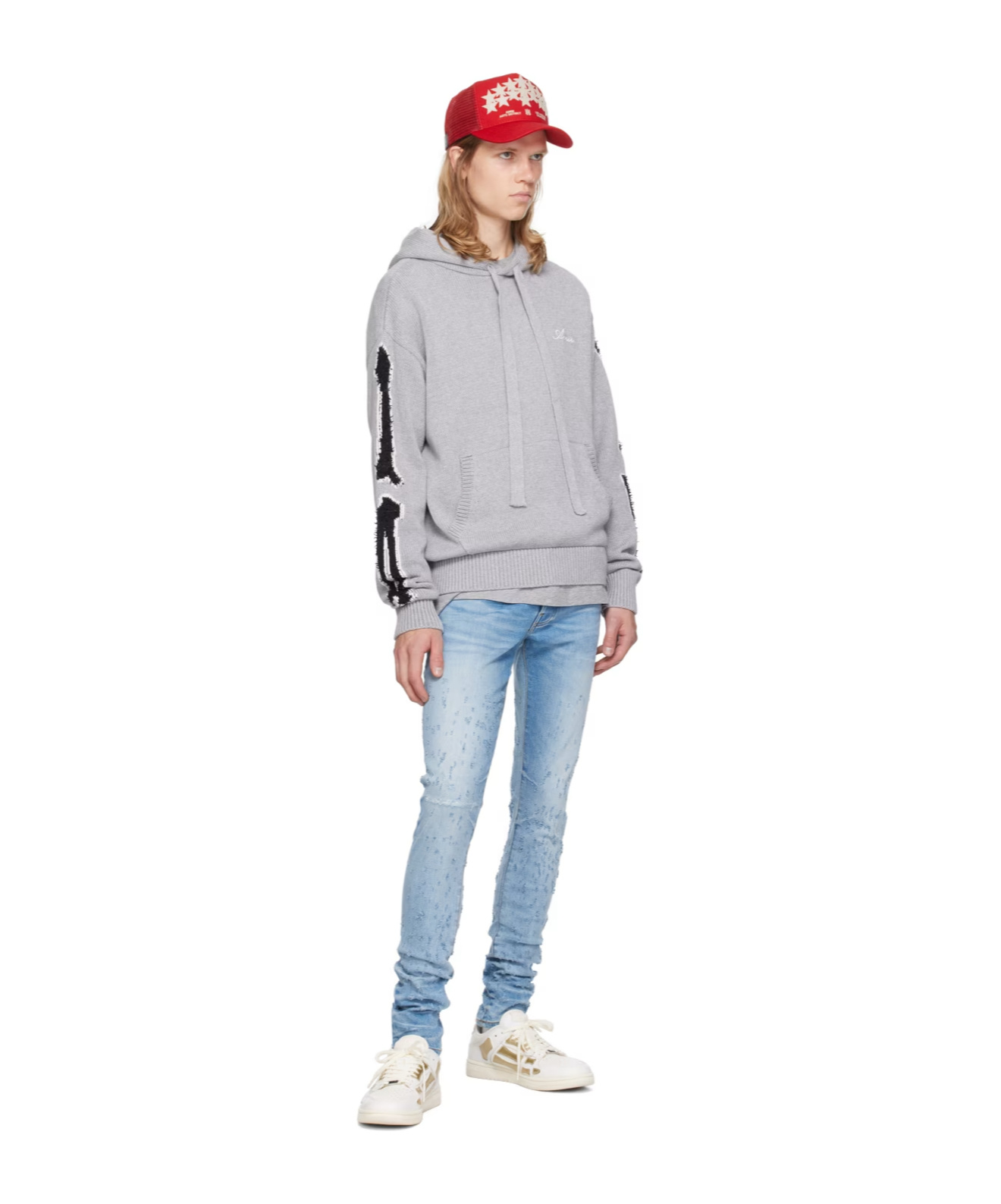 Amiri Bones Hoodie In White