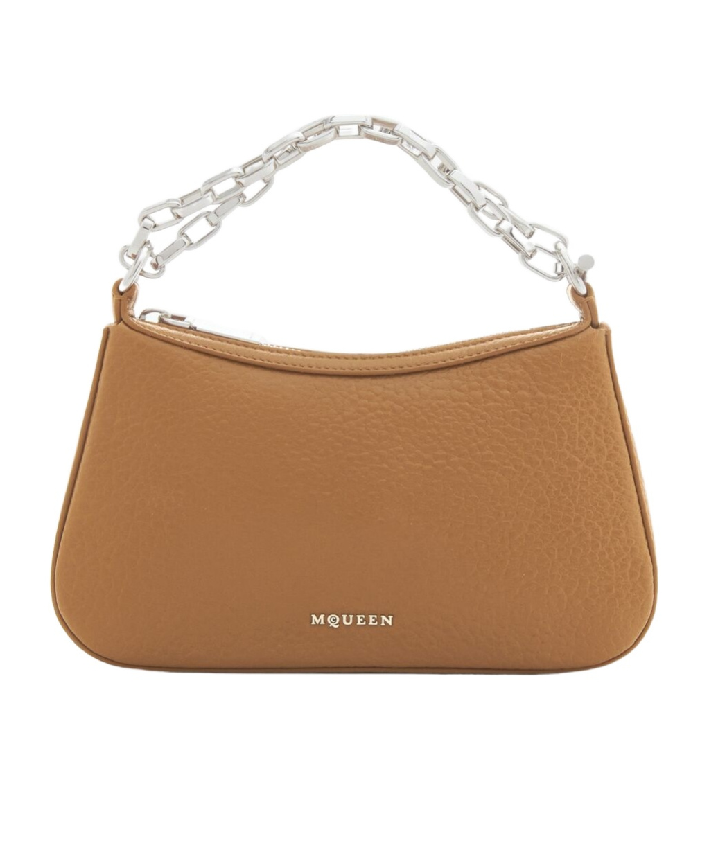 Alexander Mcqueen Mini Lambskin T-bar Shoulder Bag In Brown