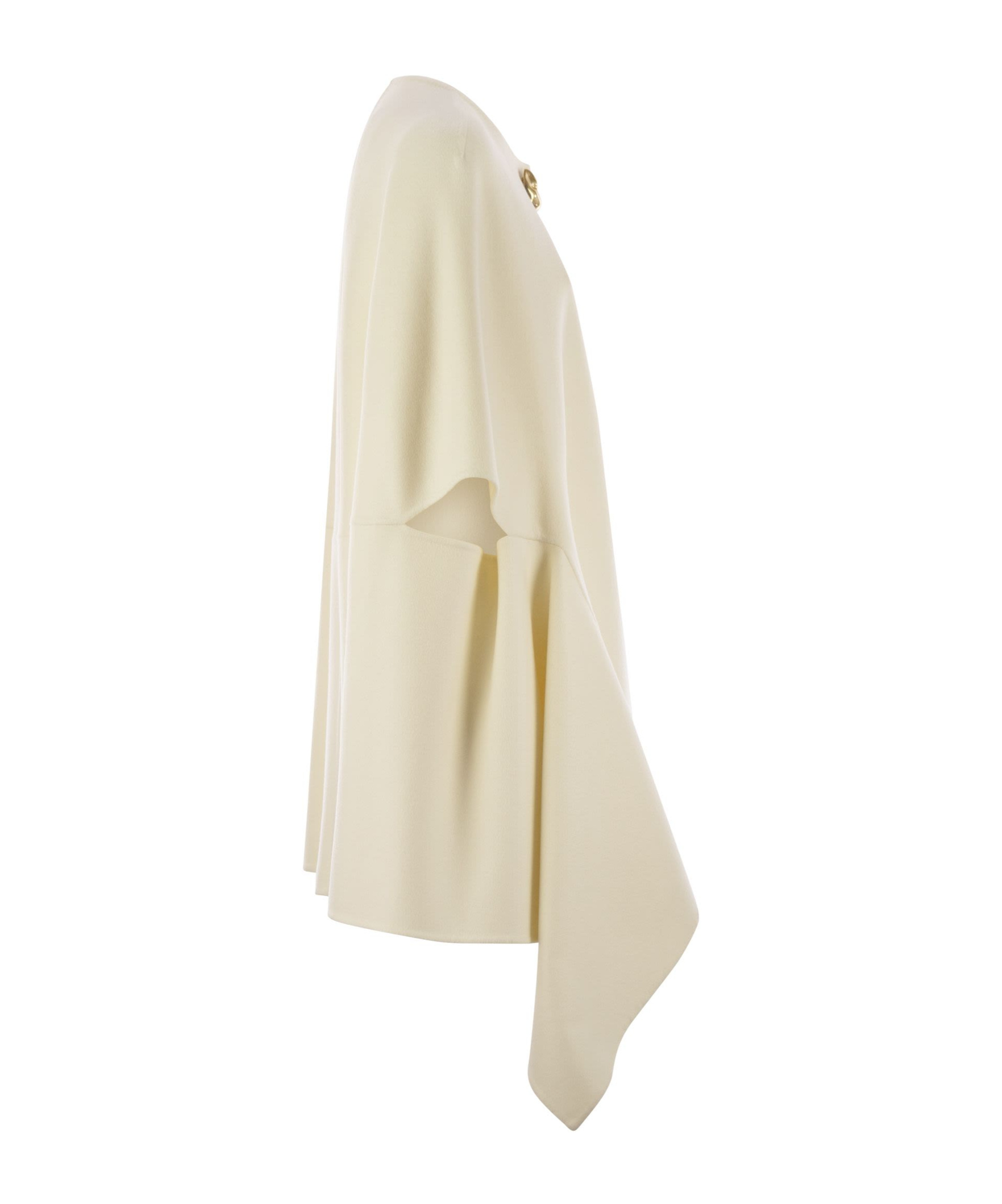 Fabiana Filippi Double Cashemere Coat With Jewelled Button In Neutral