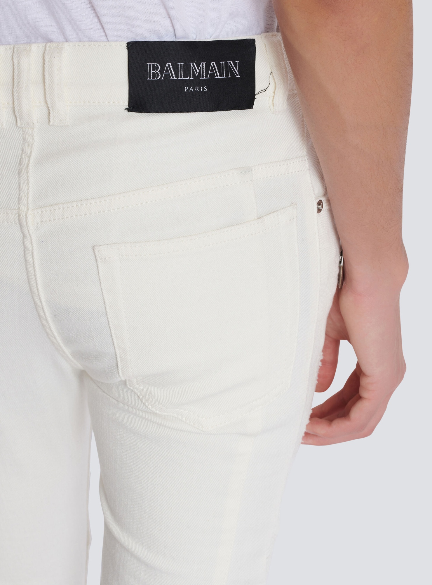 Balmain Biker Mid-rise Slim-fit Jeans In White