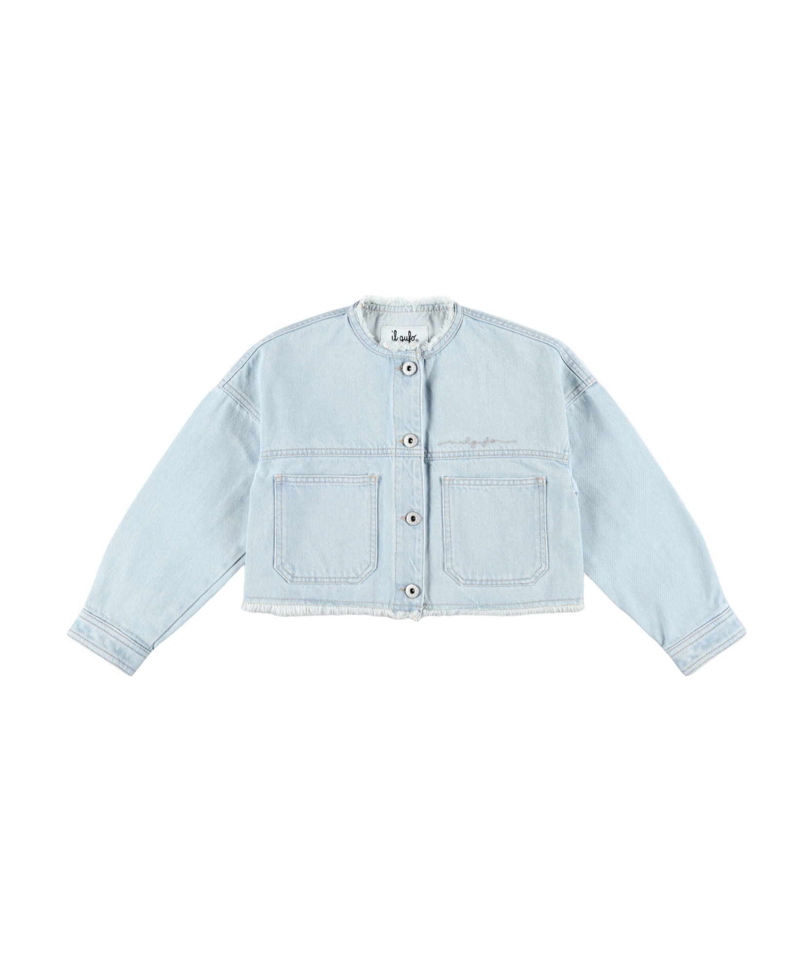 Il Gufo Denim Crop Jacket In Blue