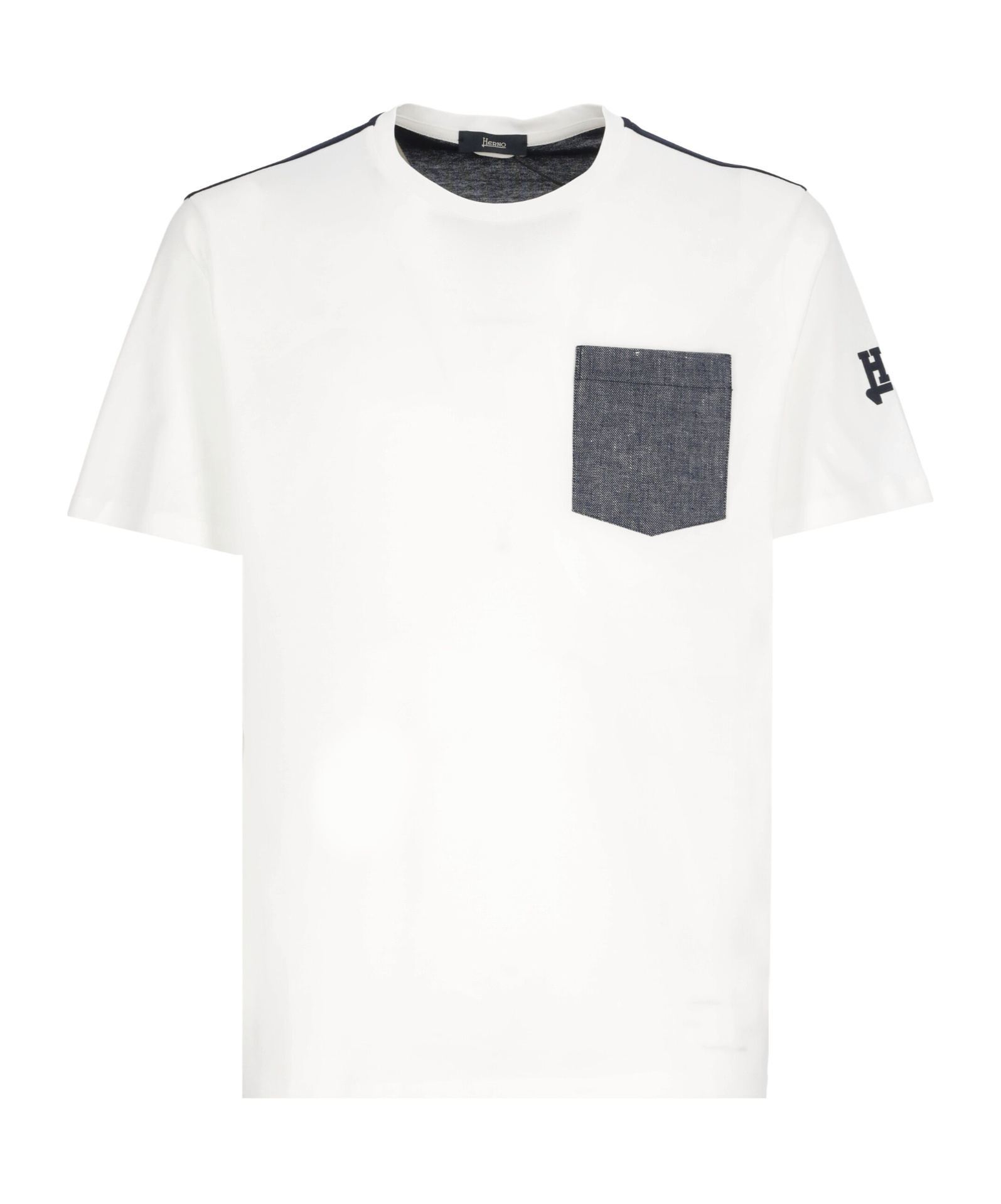 Herno Denim Patch Pocket Crewneck T-shirt In White