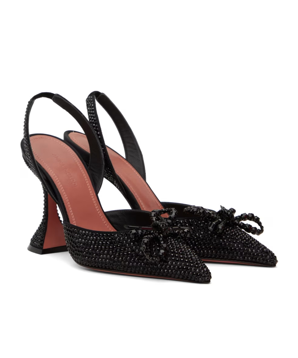 Amina Muaddi Rosie Crystal High Heels In Black