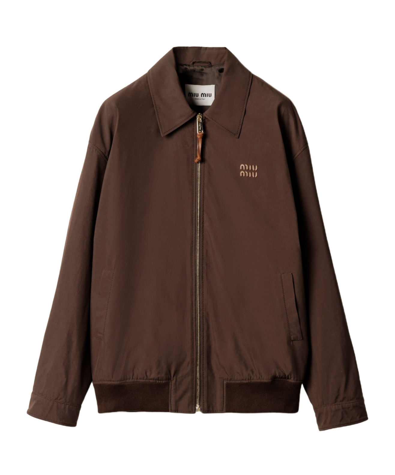 Miu Miu Panama Cotton Blouson Jacket In Brown