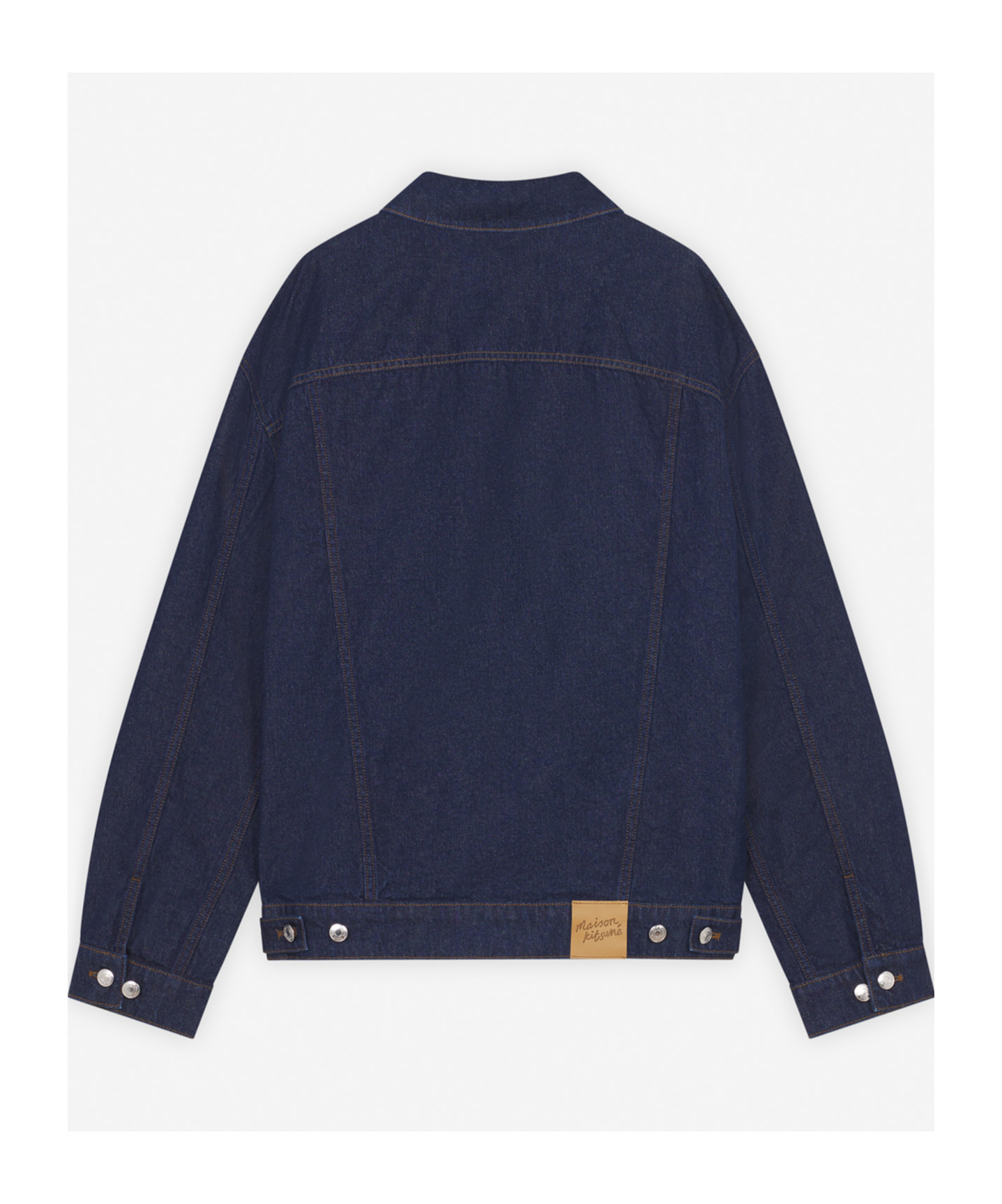 Maison Kitsuné Button Long-sleeved Denim Coat In Blue