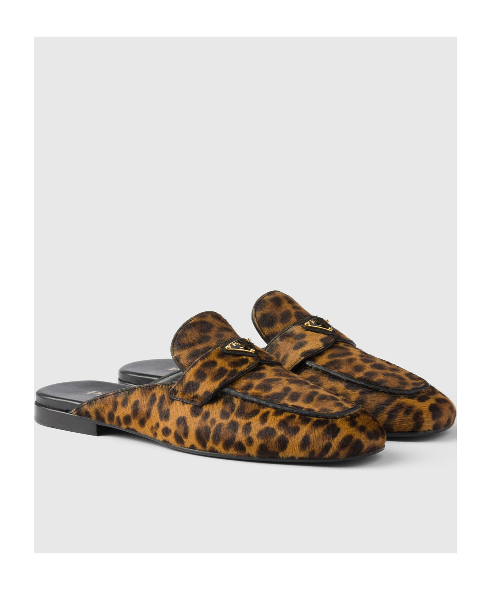 Prada Leopard-print Leather Mules In Honey-colored