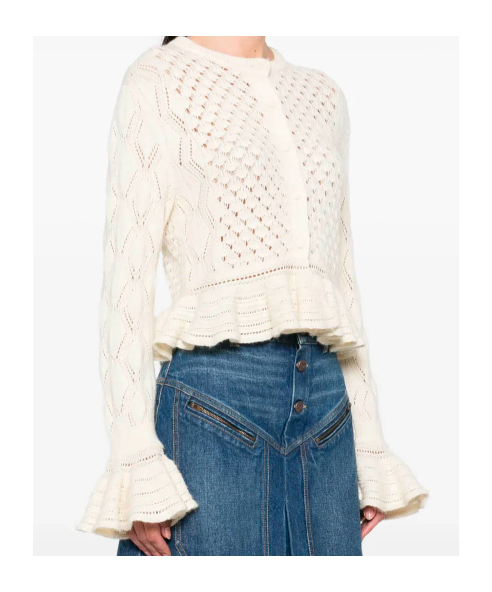 Chloé Latte-colored Crochet Cardigan In Blend In Neutral