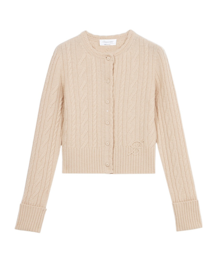 Blumarine Wool Cashmere Cardigan In Nude