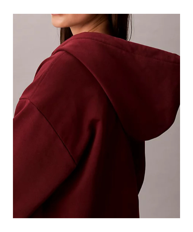 Calvin Klein Jeans Est.1978 Monogram Zip Up Hoodie In Burgundy