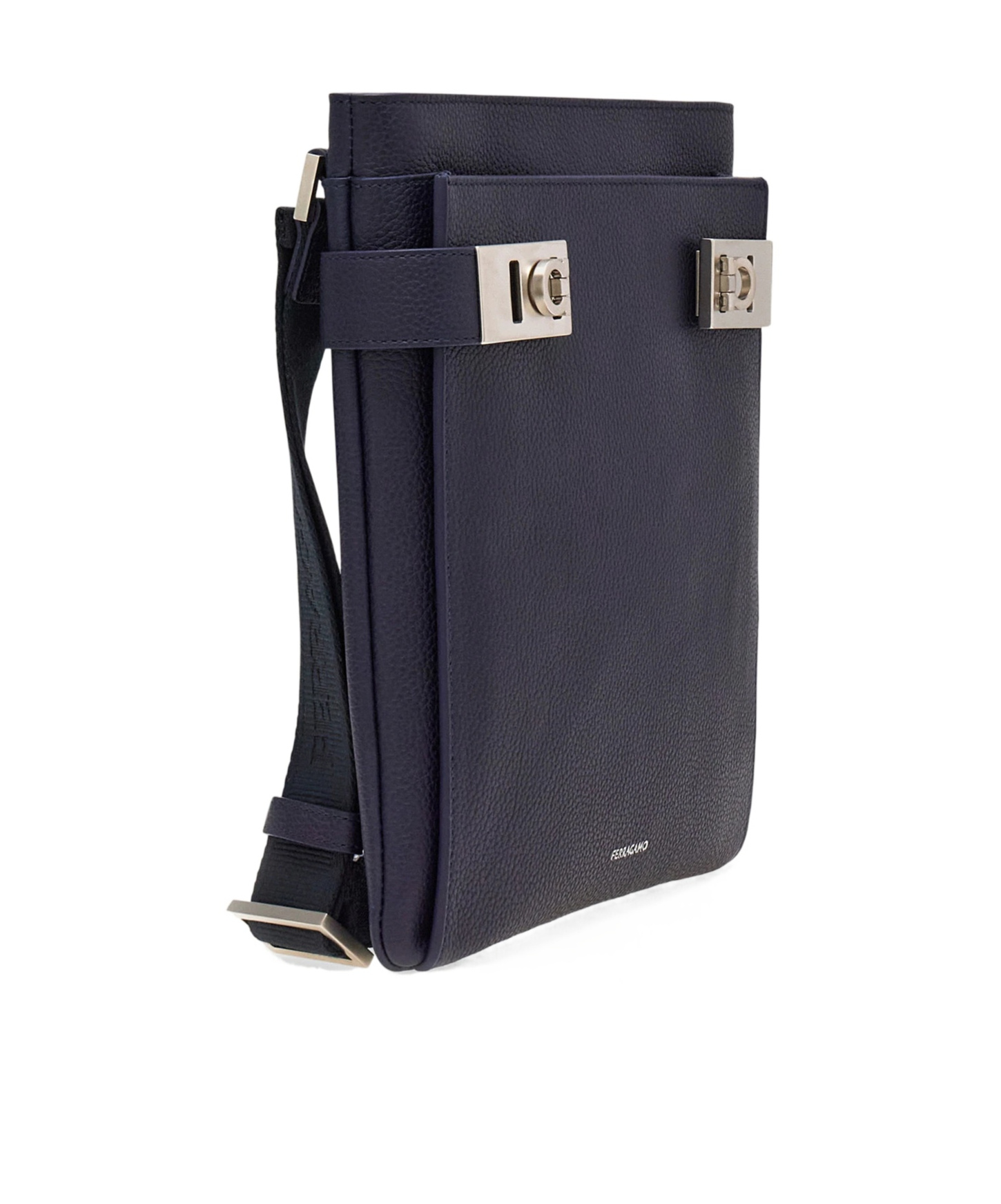 Ferragamo Logo Pattern Shoulder Bag In Black