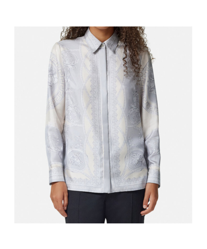 Versace Women's Printed Silk Shirt In White