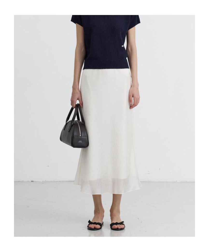 Dunst White Skirt With Side Knot Closure And Semi-transparent Hem In Viscose Woman