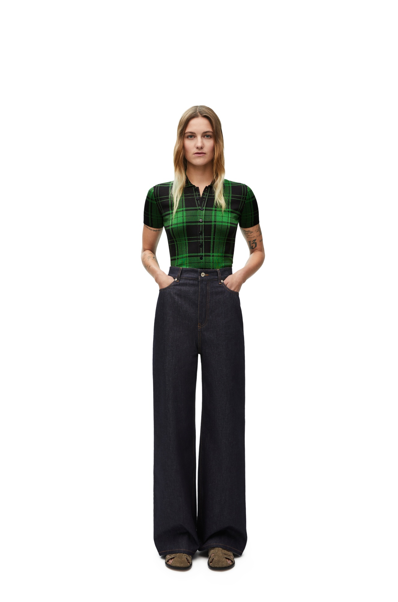 Shop Loewe Polo Shirt In Silk In Green