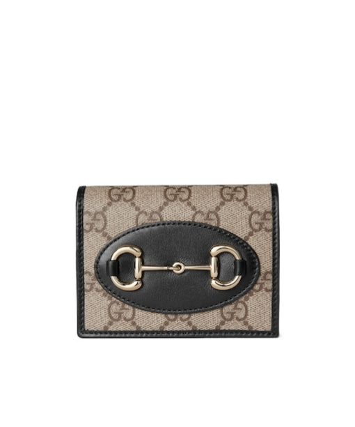 Gucci 1955 Horsebit Gg Supreme Wallet In Black