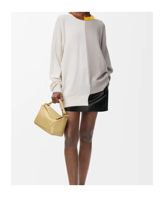 Loewe Colour-block Asymmetric Sweater In Black
