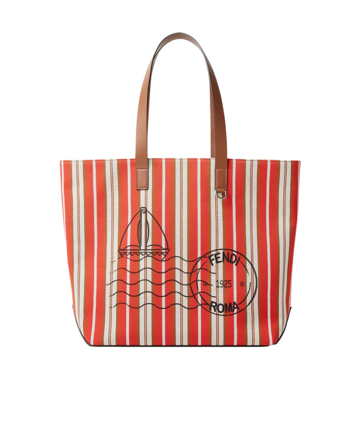 Fendi Multicolour Stripe Printed Canvas Bag