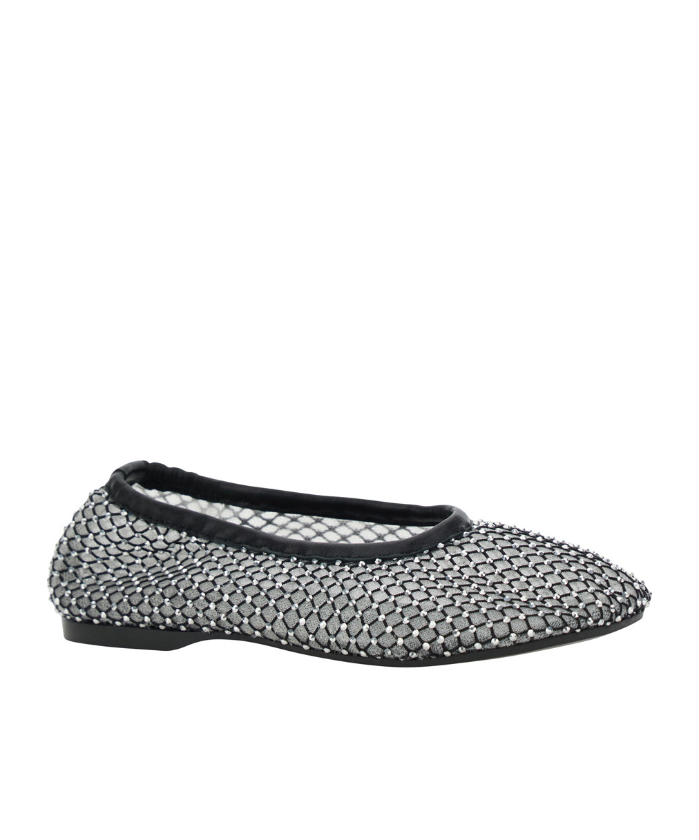 Alohas Mesh Upper Ballerinas With Shimmering Embellishments In Black