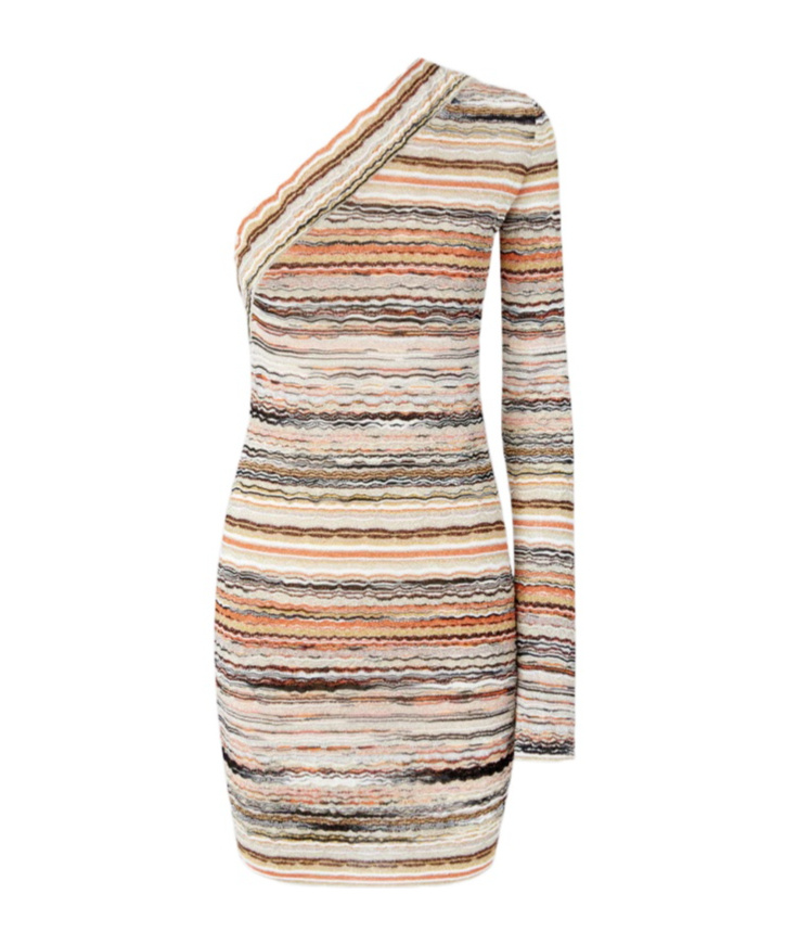 Shop Missoni Striped Mini Dress In Nude