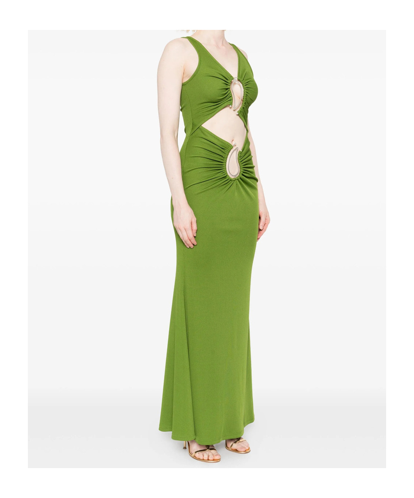 Christopher Esber Cut-out Ring-detail Maxi Dress In Green
