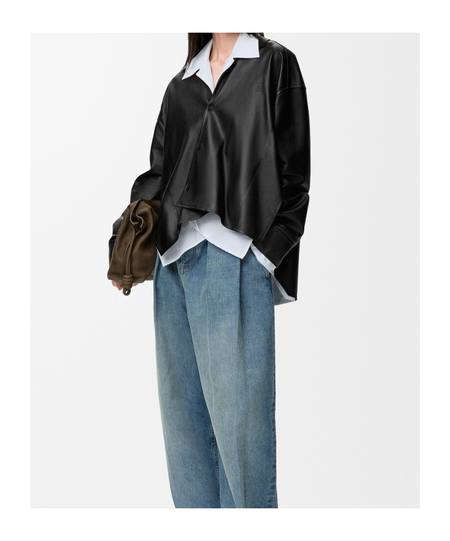 Loewe Nappa Lambskin Draped Shirt In Black