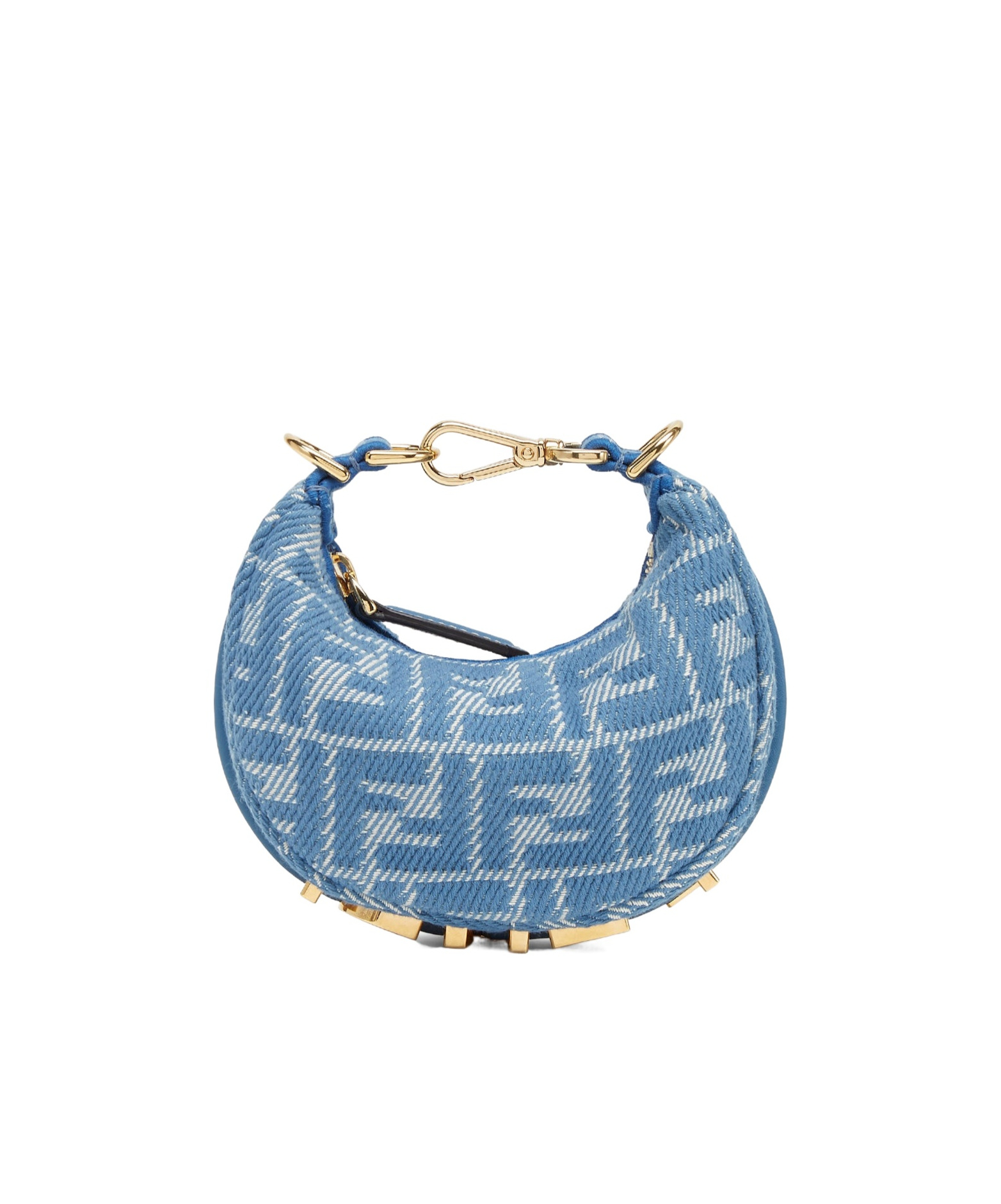 FENDI BLUE DENIM-EFFECT FF JACQUARD CHARM