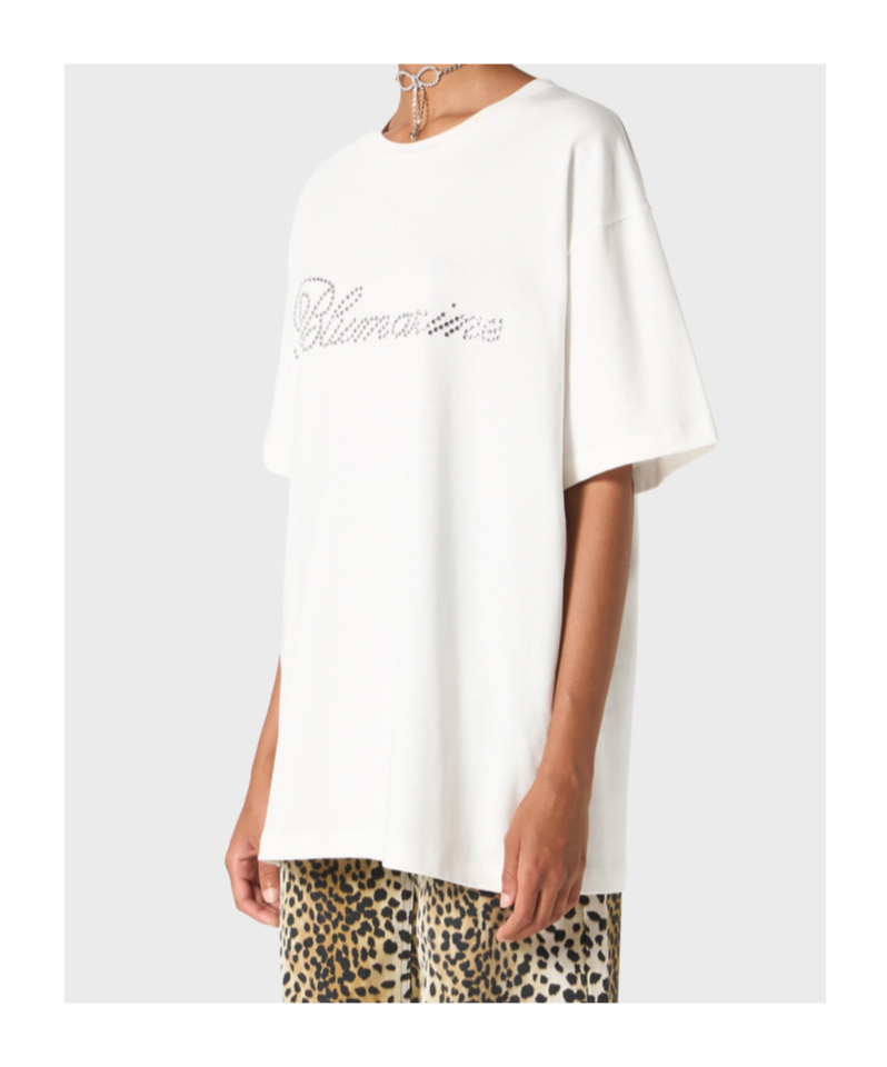 Blumarine Rhinestone-embellished Butterfly-motif T-shirt In White